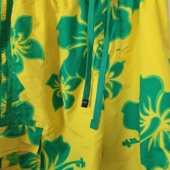 Y2K Exist Supreme Swim Trunks Swimsuit Yellow Green Mens Large - Picture 5 of 7